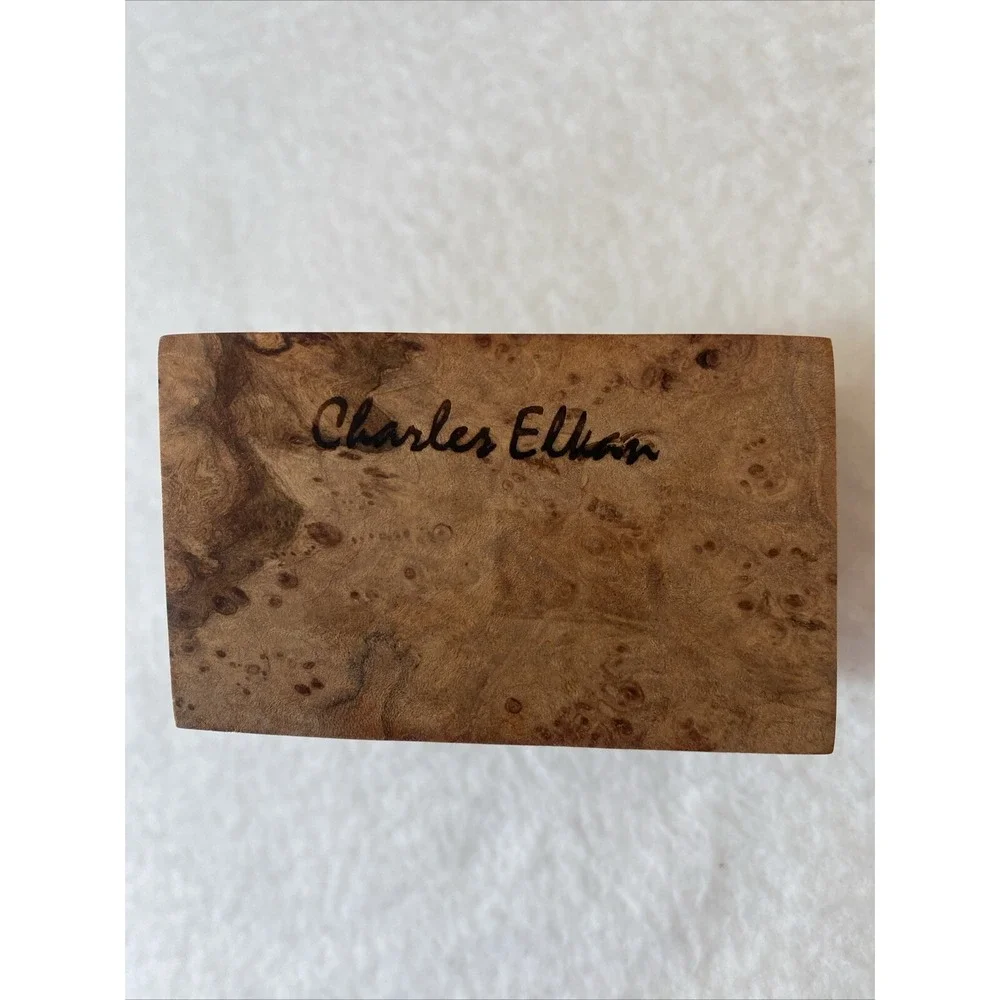 Charles Elkan Burl Wood Rough Edge Book‎ End Analog Clock MCM Not Working